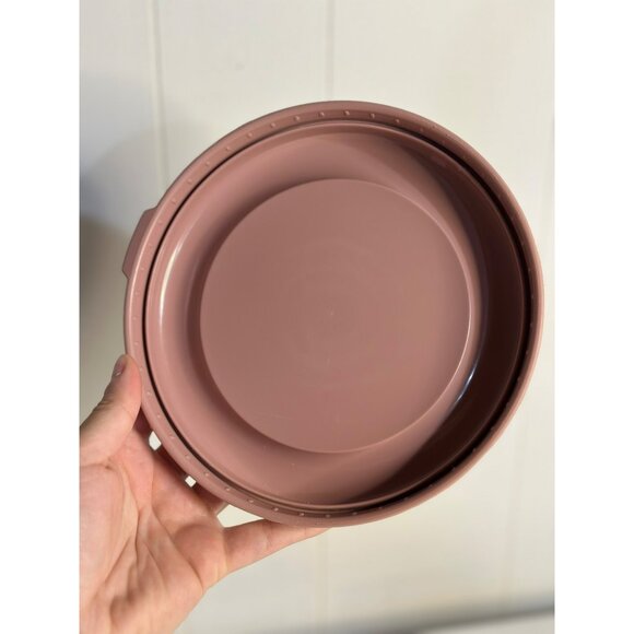 Vintage Tupperware Replacement Lids | Set of 2 Round 6.5" Dusty Rose Covers USA - Picture 4 of 6